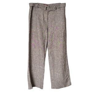 Lisette L Montreal Linen Blend Pinstripe Ankle Pants | Neutral Coastal | 8